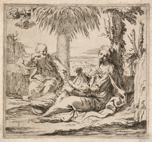 Rest on the Flight into Egypt by Elisabetta Sirani