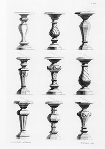 Pedestals, from A Book of Architecture, by James Gibbs, published 1739 by Elisha Kirkall