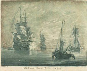 Shipping Scene from the Collection of Thomas Walker by Elisha Kirkall after Willem van de Velde the Younger