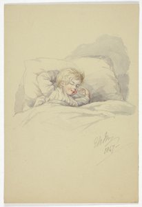 Child Asleep; Fishermen on Dock