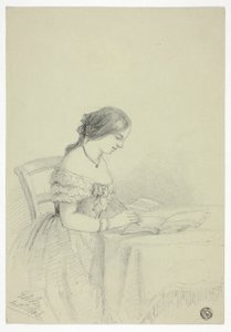 Woman Watercoloring (Possibly a Self Portrait)