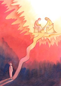 A person who, for love of God, loves and serves her neighbour, walks a hard road towards Heaven, with steep climbs by Elizabeth Wang