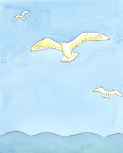 As a seagull soars effortlessly on high, resting on the winds as it gazes all around, so the soul can soar effortlessly in prayer, 2003 by Elizabeth Wang