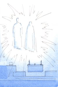 As soon as I greeted Christ at the tabernacle, I saw him appear high in the sanctuary, with His mother, for an anniversary visit