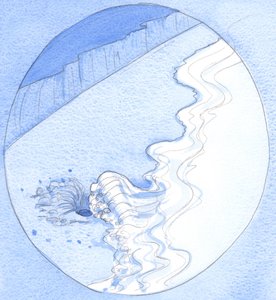 As when a hollow is scooped in the sand, the ocean