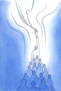 At every Mass we reach up and meet the Father through the Sacrifice of Christ our Head, bound together with each other and with Him. by Elizabeth Wang