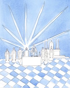 At the Consecration at Mass, at Blackfriars in Oxford, I saw Christ standing behind the altar, with the Dominican priests who were concelebrating