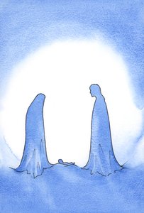 At the sight of the miraculous baby (whose Mother stood before Him in still-virginal sanctity) St. Joseph was powerfully rewarded for his faith. by Elizabeth Wang