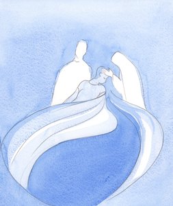 Christ and Our Lady are like Heavenly Attendants, helping us while something wonderful is being born from spiritual turmoil and perseverance by Elizabeth Wang