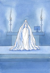 Christ is truly Present, but it is as if a veil hides Him from our gaze.