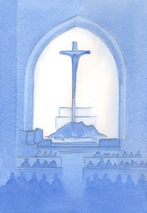 Christ offers from our sanctuary the same Sacrifice as that which He offered from the cross: a complete self-offering to the Father