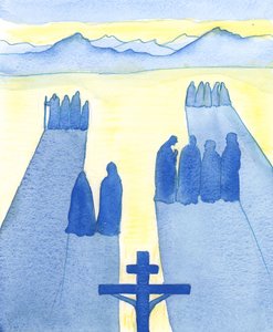 Christ saw, from the Cross, a crowd of onlookers: the puzzled, the curious, the hostile and the sympathetic by Elizabeth Wang