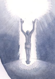Christ stands amongst us at the Mass and prays for sinners by offering His once-for-all Sacrifice