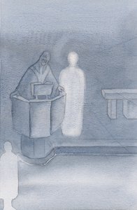 Christ stood beside the priest who was reading the Holy Gospel to us all, which was Christ