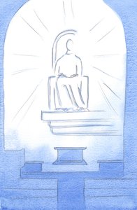 Christ was seated on a Heavenly throne, within our Sanctuary. Christ our God is worthy of the sufferings we bear for love of Him by Elizabeth Wang