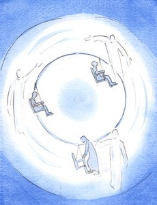 Each Divine Person is at work to draw a soul into the heights of union. Father, Son and Holy Spirit - One God - are lovingly attentive, and draw willing souls up high by Elizabeth Wang