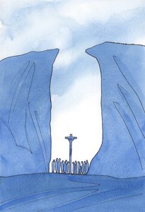 However small, isolated, or persecuted our community may be, Christ is amongst us at Mass, as if in a chasm by Elizabeth Wang