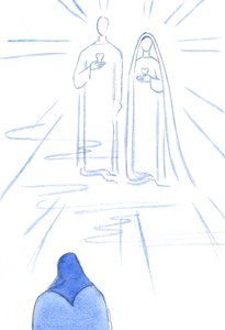 I was shown the Two Hearts: of the sinless Christ, and of His Immaculate Mother, in the Radiant Light of Heaven, 2002 by Elizabeth Wang