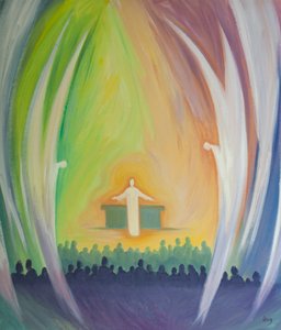Jesus is truly Present with us in the Mass, adored by the angels