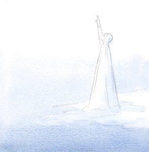 Mary stretched up her hand in prayer to the Father, who grants the least wish of her heart. by Elizabeth Wang