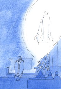 Our Blessed Lady appeared in a Radiant Light, close by us, delighting in our devotion as we all prayed the rosary, in May