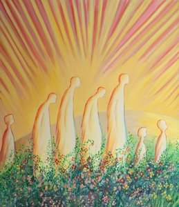 Purified souls now walk on a carpet of flowers in joy and simplicity, freed from all cynicism and hard-heartedness.