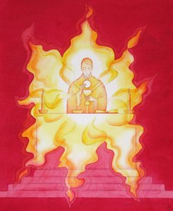 The Presence of Jesus in the Eucharist is like a blazing fire of glory