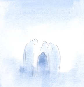 The saints leaned forward, in great concern, like parents comforting a child who has been frightened by a bad dream