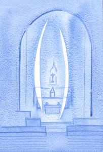 When I thanked Christ for His Presence here, He showed me that two Holy and Radiant Angels guard the Tabernacle by Elizabeth Wang