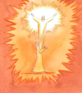 When a soul is empty of all vain desires, Christ fills it with His light, in Holy Communion; and as Christ praises His Father, in the Spirit, God praises God, in God, in bliss and radiance by Elizabeth Wang