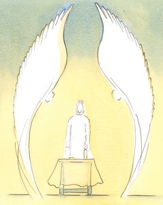 When the Blessed Sacrament is brought to the home of a sick person, it is truly Christ Who is Sacramentally Present there, guarded as always by the Angels who love and adore Him by Elizabeth Wang