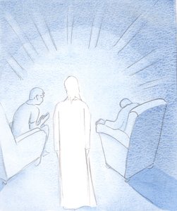 When two or three are gathered to pray in the name of Jesus, he is there between them