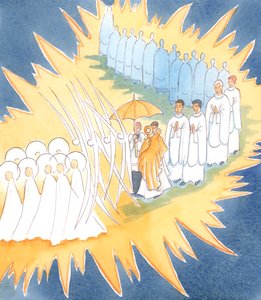 Whenever we honour the Presence of Jesus in the Blessed Sacrament the angels and saints join us in our worship
