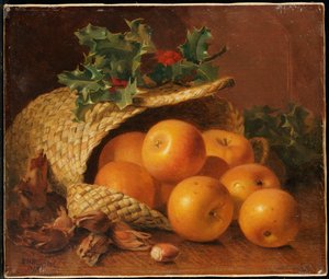 Still Life with Apples, Hazelnuts and Holly by Eloise Harriet Stannard