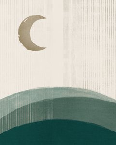Crescent Moon Green Hills by Ema Paraschiv