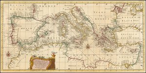1748 map - An Accurate Chart of the Mediterranean and Adriatic Seas; with the Archipelago & Part of the Black Sea by Emanuel Bowen