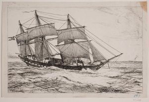 A War Schooner by Emanuel Larsen