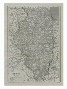 Map of Illinois, USA, c1910s