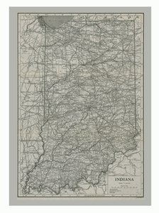 Map of Indiana, USA, c1900s