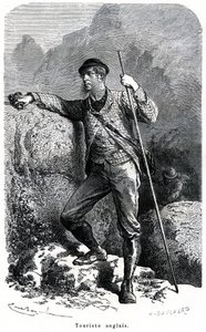 Portrait of English tourist - tourism in the 19th century - illustration of the book “Moors and Characters of Peoples”, edition 1884