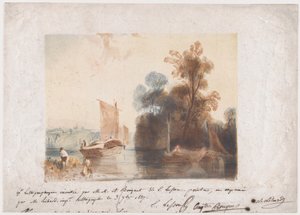 Landscape with River and Boats, 1837 by Emile Aubert Lessore