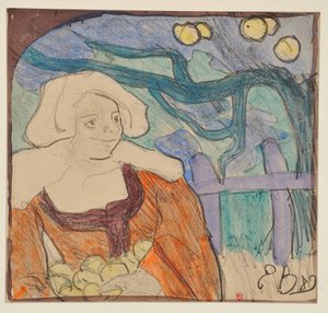 Breton Woman Picking Apples by Emile Bernard