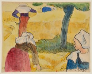 Women Harvesting - The Adoration of the Shepherds - The Reaper [proof a] by Emile Bernard