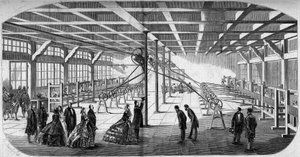 Internal view of the diamond cutting of Messrs. Gaensly and Bernard near the barrier of Maine in 1859, during the visit of Napoleon III and the Empress Eugenie