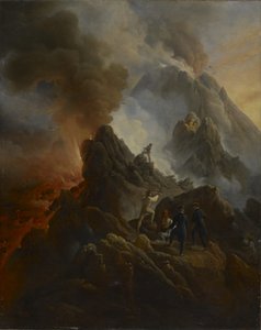 The Vesuvius Erupting, the Artist and His Father, Carle Vernet, in the Foreground., c. 1822 by Emile Jean Horace Vernet