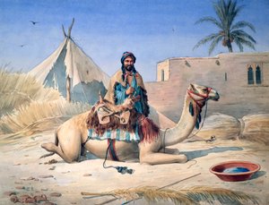 Bedouin and Camel, 1830 by Emile Prisse d