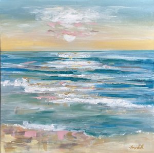 Pink Golden Ocean Waves by Emma Bell
