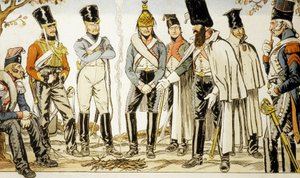 Armee Francaise 1810 from left to right horse-leger lancier Houzard-rider Dutrain Dragon