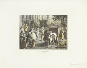 Bridal Couple Getting into a Carriage (Bridal Procession) by Emrik and Binger