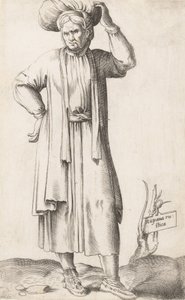 Costume Plate: Hispania Rustica with laundry on head, ca. 1557-58 by Enea Vico